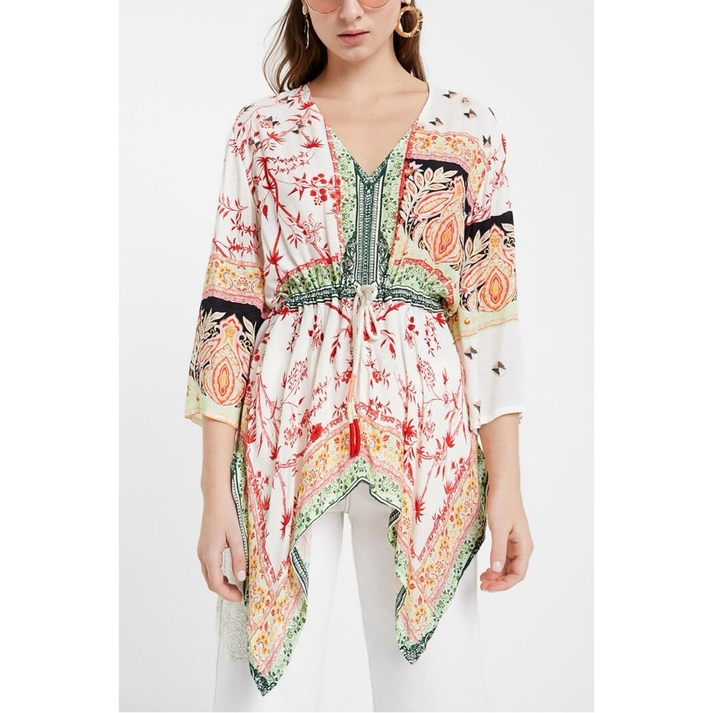 Desigual Kaftan Blouse With Ethnic Motifs EU Size M/US 8